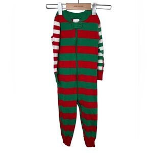 Hanna Andersson Christmas Red and Green Striped Kids Pajamas Zippy 2T